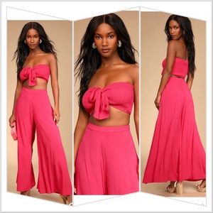 Lulus Hot pink strapless 2 piece